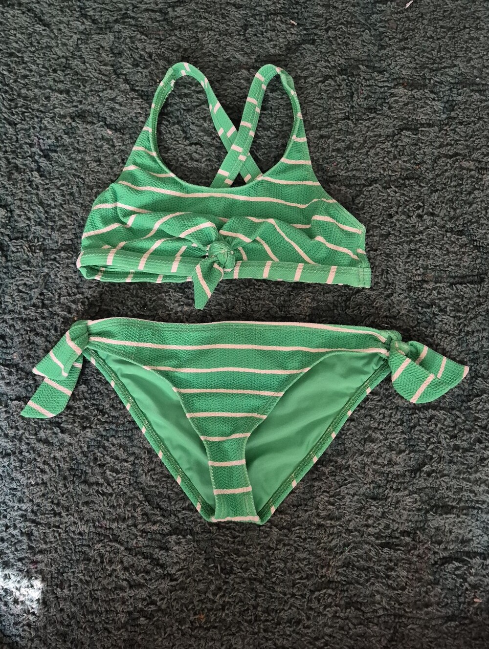 Splendid Girls Green Striped Bikini Swimsuit 14